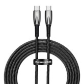 Cablu de date Baseus Glimmer, USB-C male - USB-C male, 2m, Black