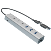Hub USB I-TEC CAHUBMETAL7, 3 x USB-C, 4 x USB-A, Silver