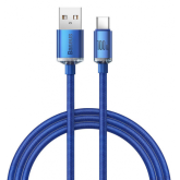 Cablu de date Baseus Crystal Shine, USB male - USB-C male, 2m, Blue