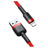 Cablu de date Baseus Cafule, Lightning male - USB male, 1m, Red
