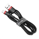 Cablu de date Baseus Cafule, USB male - Lightning male, 3m, Black