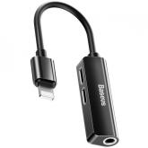 Adaptor Baseus 3-in-1, Lightning - Jack 3.5mm + 2 x Lightning, Black