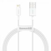 Cablu de date Baseus Superior, Fast Charging, CALYS-A02, USB - Lightning, 1m, White