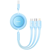 Cablu de date Baseus Bright Mirror 2, USB-A - USB-C +  Lightning + Micro USB, Light Blue