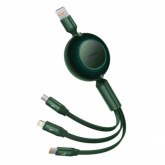 Cablu de date Baseus CAMJ010106, USB-A male - 1 x USB-C + 1 x Lightning + 1 x micro USB, 1.1 m, Green