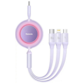 Cablu de date Baseus Bright Mirror 2, USB-C male - USB-C + Lightning + micro USB, 1.1 m, Purple