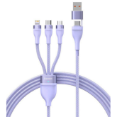 Cablu de date Baseus Flash Series II One-for-three, USB-C/USB-A - Micro-USB + Lightning + USB-C, 1.2 m, Purple