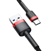 Cablu de date Baseus CATKLF-B91, USB male - USB-C male, 1m, Black-Red