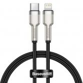 Cablu de date Baseus Cafule Metal, Fast Charging,CATLJK-01, USB-C - Lightning, 0.25m, Black