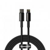 Cablu de date Baseus CATLWJ-A01, USB-C - Lightning, 2m, Black