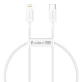 Cablu de date Baseus Superior, Fast Charging, CATLYS-02, USB-C - Lightning, 0.25m, White