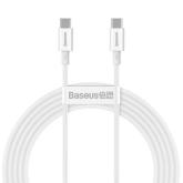 Cablu de date Baseus Superior, Fast Charging, CATYS-C02, USB-C - USB-C, 2m, White