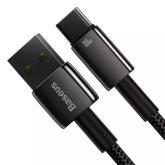 Cablu de date Baseus Tungsten Gold CAWJ000001, USB-A - USB-C, 1m, Black