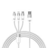Cablu de date Baseus StarSpeed 3-in-1, USB male - USB-C/Lightning/MicroUSB, 1.2m, White