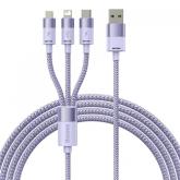 Cablu de date Baseus StarSpeed 3-in-1, USB male - USB-C/Lightning/MicroUSB, 1.2m, Purple