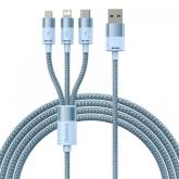 Cablu de date Baseus StarSpeed 3-in-1, USB male - USB-C/Lightning/MicroUSB, 1.2m, Blue