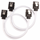 Cabluri de date Corsair Premium Sleeved, SATA-SATA, 0.3m, White, 2buc