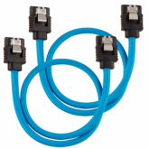 Cabluri de date Corsair Premium sleeved, SATA-SATA, 0.30m, Blue, 2buc