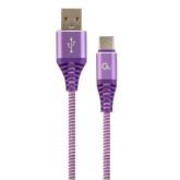 Cablu de date Gembird Premium Cotton Braided, USB 2.0 - USB-C, 1m, Purple