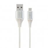Cablu de date Gembird Premium cotton braided, USB 2.0 - micro USB, 1m, White