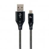 Cablu de date Gembird Premium cotton braided, USB 2.0 - micro USB, 2m, Black-White