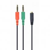 Cablu audio Gembird CCA-418, 2x 3.5 mm jack male - 1x 3.5mm jack female, 0.2m, Black