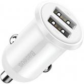 Incarcator auto Baseus Grain Pro, 2x USB, 2.4A, White