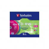 CD-RW Verbatim 12x, 700MB, 5buc, Jewel Case