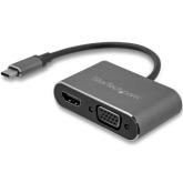 Adaptor Startech CDP2HDVGA, VGA + HDMI - USB-C, 15.2m, Gray