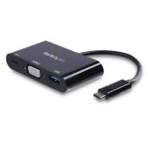 Adaptor Startech CDP2VGAUACP, USB-C + VGA + USB3.0 - USB-C, Black