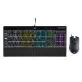 Kit Tastatura Corsair K55 RGB PRO, USB, Black + Mouse Optic Harpoon RGB PRO, USB, Black