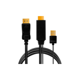 Cablu Logilink CH0091, DisplayPort male - HDMI + USB-A male, 2 m, Black