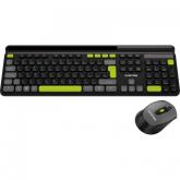 Kit Wireless Canyon HSET-W5 - Tastatura, USB Wireless, Black-Green + Mouse Optic, USB Wireless, Black-Green