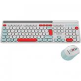 Kit Wireless Canyon HSET-W5 - Tastatura, USB Wireless, White-Red + Mouse Optic, USB Wireless, White-Red