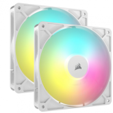 Ventilator Corsair RS140 ARGB PWM, 140mm, White, 2 bucati
