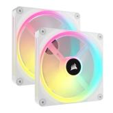 Kit Ventilatoare Corsair iCUE LINK QX140, RGB LED, 140mm, White, 2 bucati