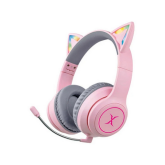 Casti cu microfon FoxXray HAB-10 DazzleCat, Bluetooth/3.5mm jack, Pink