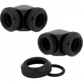 Conectori watercooling Hydro X Series XF Hardline 90 12mm OD Fittings Twin Pack, Black