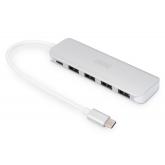 Hub USB Digitus by Assmann DA-70242-1, 4x USB 3.0, 1x USB-C, Silver