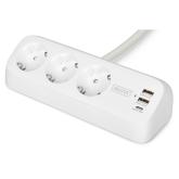 Prelungitor Digitus by Assmann DA-70626, 3 x Schuko, 2 x USB-A, 1 x USB-C, White