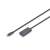 Cablu Digitus by Assmann DA-73110, USB-C 3.0 male - USB-A 3.0 female, 5 m, Black