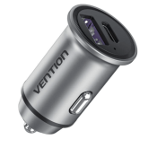 Incarcator auto Vention FFFH0, 1 x USB-A, 1 x USB-C, 30 W, Gray