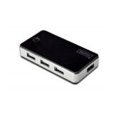 Hub USB Digitus DA-70222, 7x USB 2.0, Black-Silver