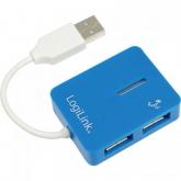 Hub USB Logilink Smile, 4x USB 2.0, Blue