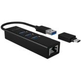 Docking Station Raidsonic Icy Box IB-HUB1419-LAN, Black