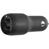 Incarcator auto Belkin Boost Charge, 2x USB-A, 24W, Black