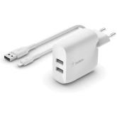 Incarcator retea BELKIN WCD001VF1MWH, 2x USB-A, White