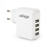 Incarcator retea Energenie by Gembird EG-U4AC-02, 4x USB, 3.1A, White