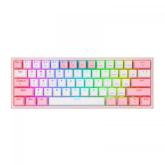 Tastatura Wireless Redragon Fizz Pro, RGB LED, USB Wireless/Bluetooth, White-Pink