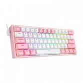 Tastatura Wireless Redragon Fizz Pro, RGB LED, USB Wireless/Bluetooth, White-Pink
